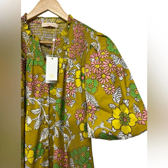 NWT Tory Burch colorful floral puff sleeves mini dress size M - Picture 3 of 10